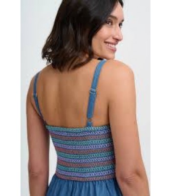 Sugarhill Brighton Murren Shirred Midi Dress (Blue Denim) SS26
